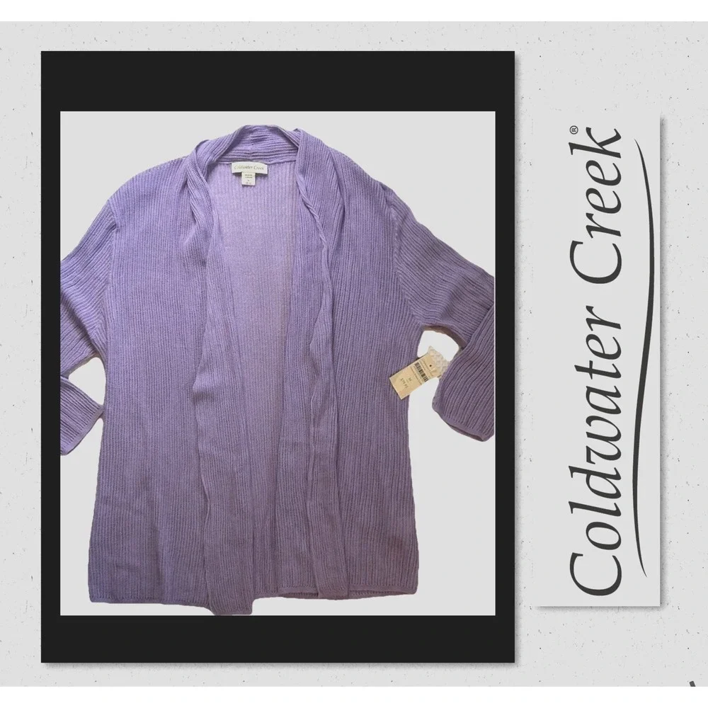 Coldwater Creek NEW Open Front Cardi Purple Women's Medium 10/12 Spring Easter